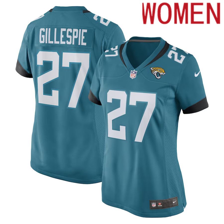 Women Jacksonville Jaguars 27 Tyree Gillespie Nike Teal Game Player NFL Jersey